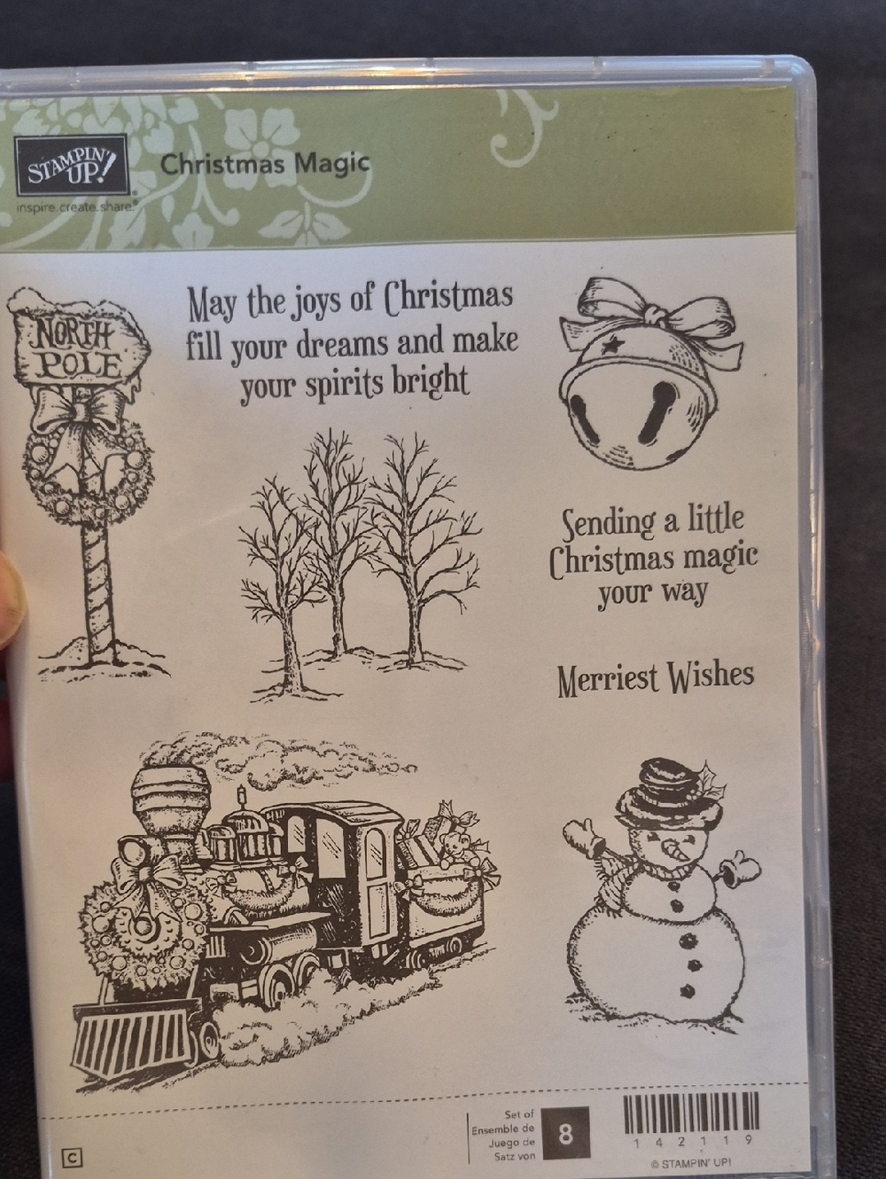 Stampin' Up! Christmas Magic Clear Stamp Set - Black and Olive Green